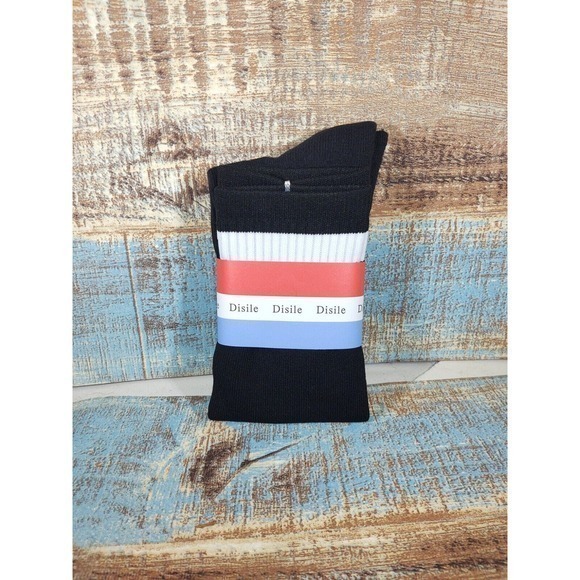Soccer Socks Medium Disile Socks Black W White Stripe Socks - Women’s‎ Or Youth￼ - Picture 1 of 2